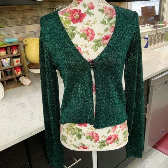 Free People Emerald Green Emmaline Metallic Cardigan Sweater Size Medium
New - Picture 12 of 12